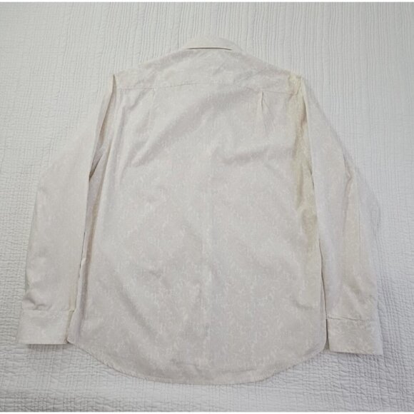 Tasso Elba Men's Large Slim Fit Shirt White on White Paisley AOP EUC LN Button - Picture 9 of 14